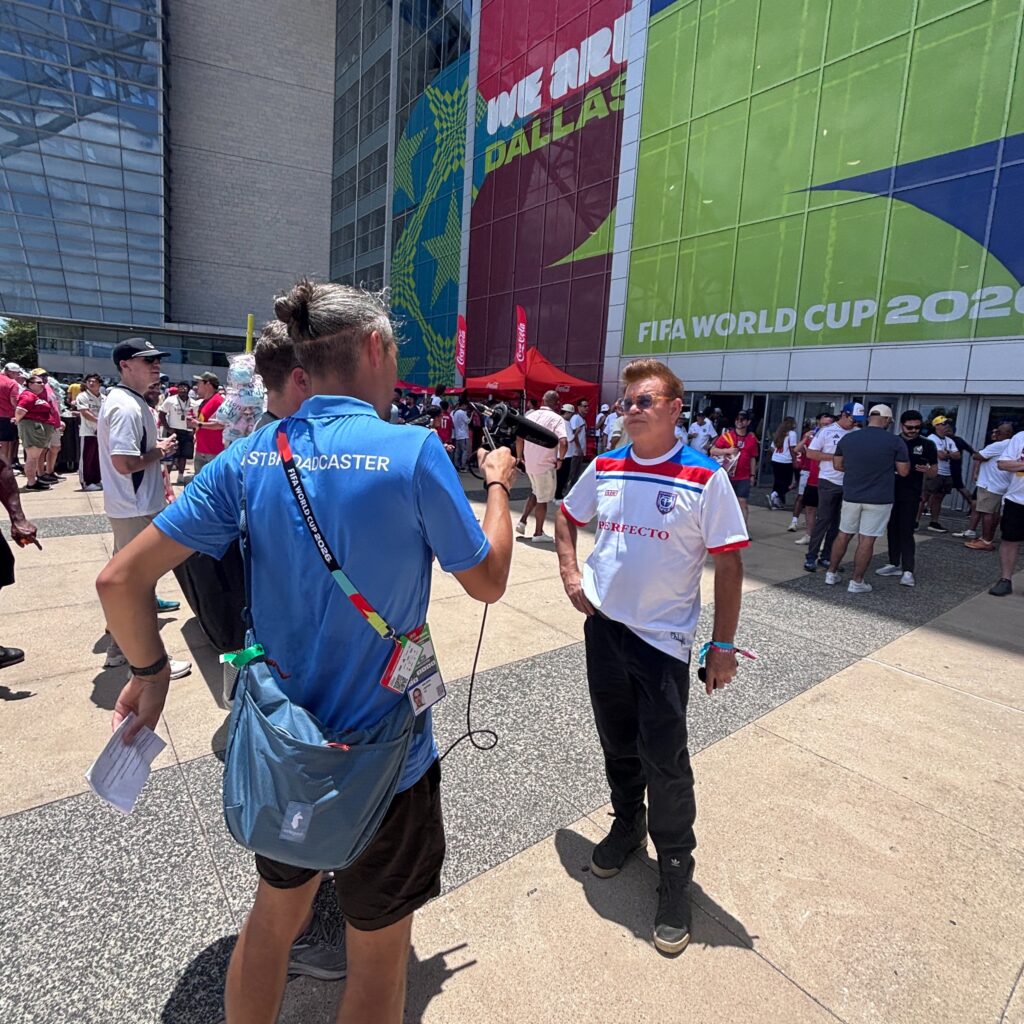 Paul Oakenfold filming at the Dallas Stadium ahead of England v Croatia